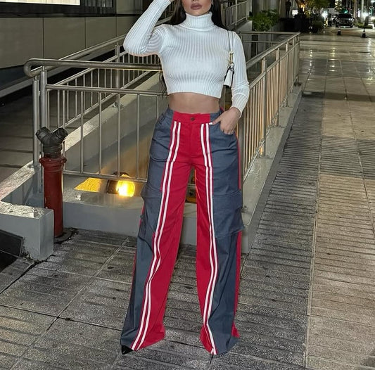 Fashionable colorblock casual pants