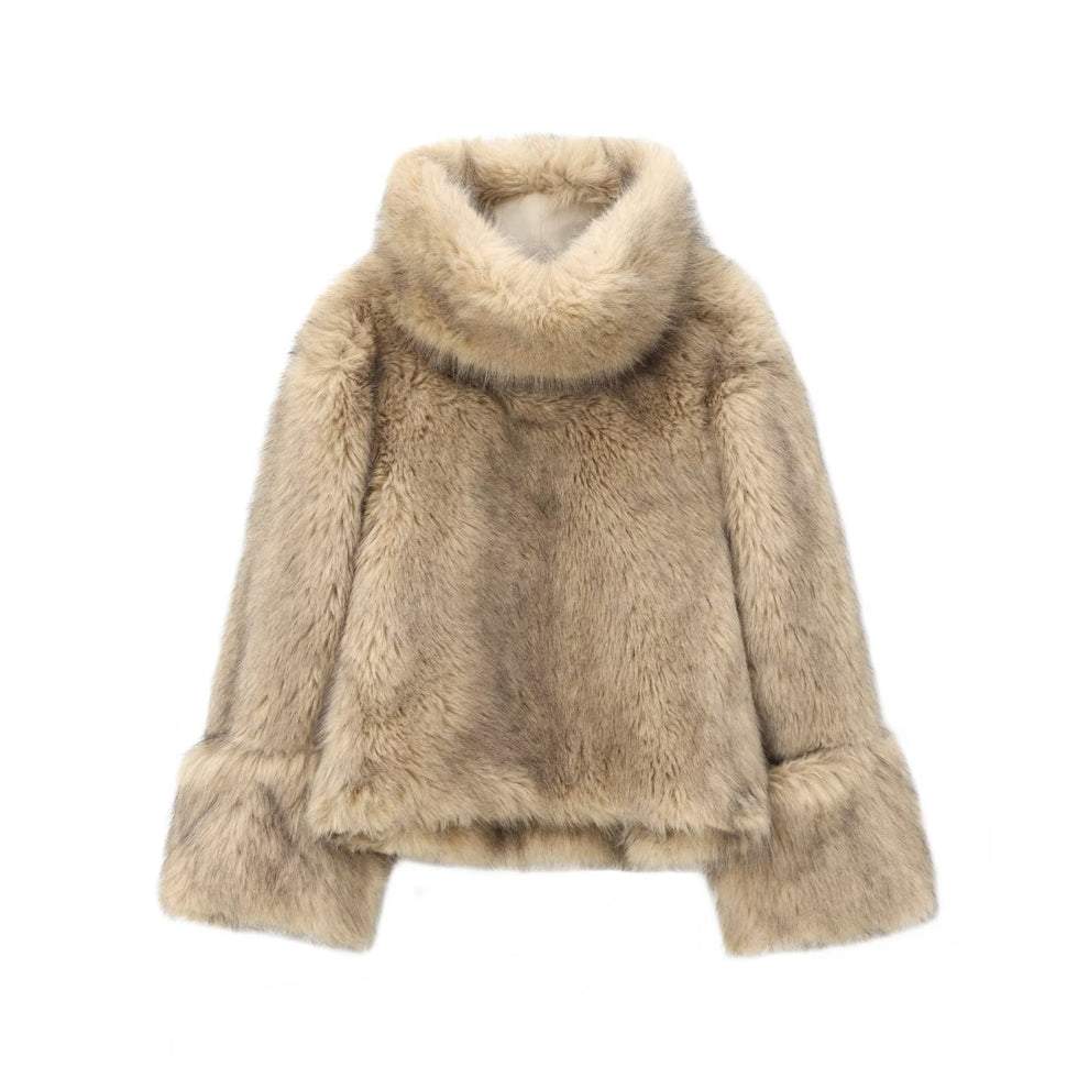 High Collar Gradient Faux Fur