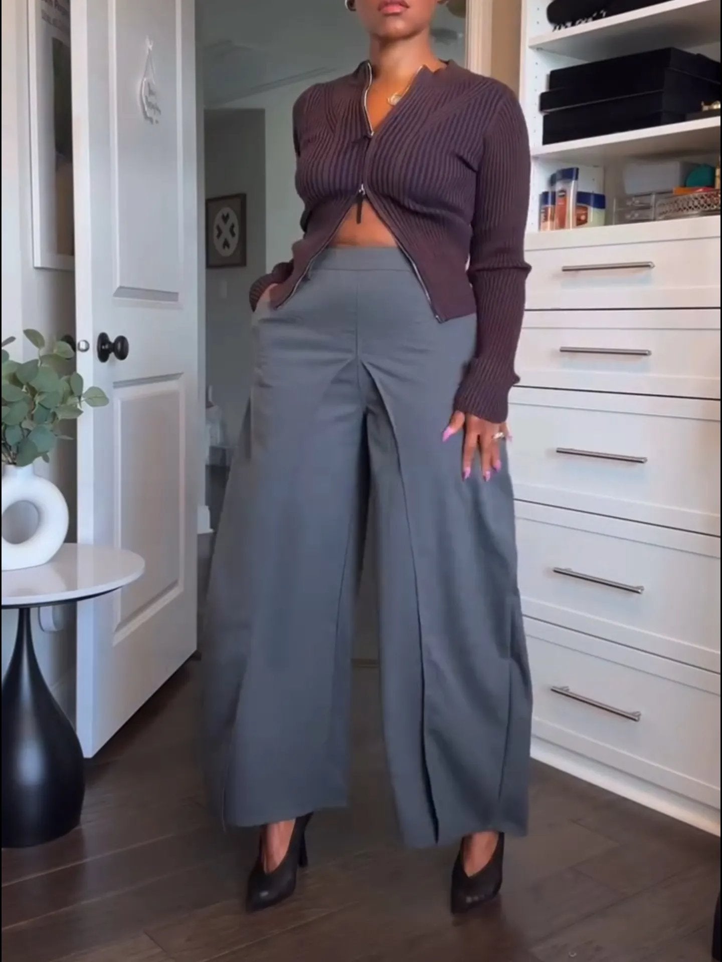 Three-dimensional Deconstructed Wide-leg Pants