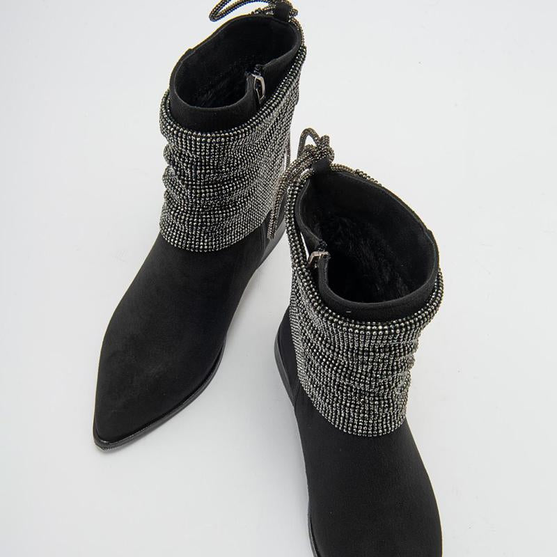 【Autumn Coming】Rhinestone Sparkle Ankle Boots