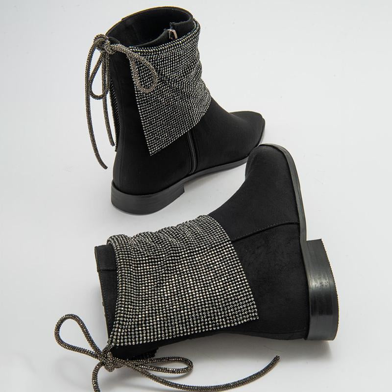 【Autumn Coming】Rhinestone Sparkle Ankle Boots